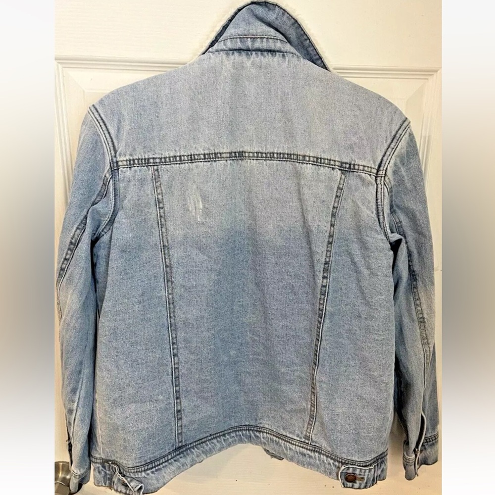 Vintage RSQ Denim Jacket With Sherpa Collar And Lining Fall Layering Blue, XS - Picture 3 of 16